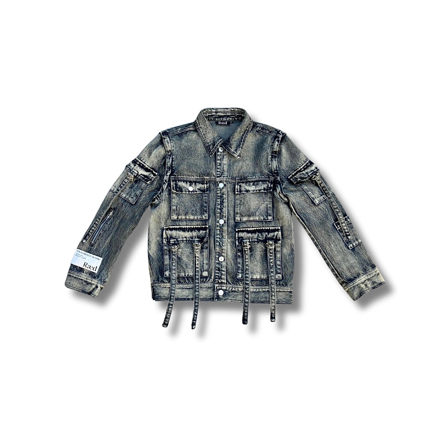 Oversized denim jacket with detachable sleeves