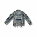 Oversized denim jacket with detachable sleeves