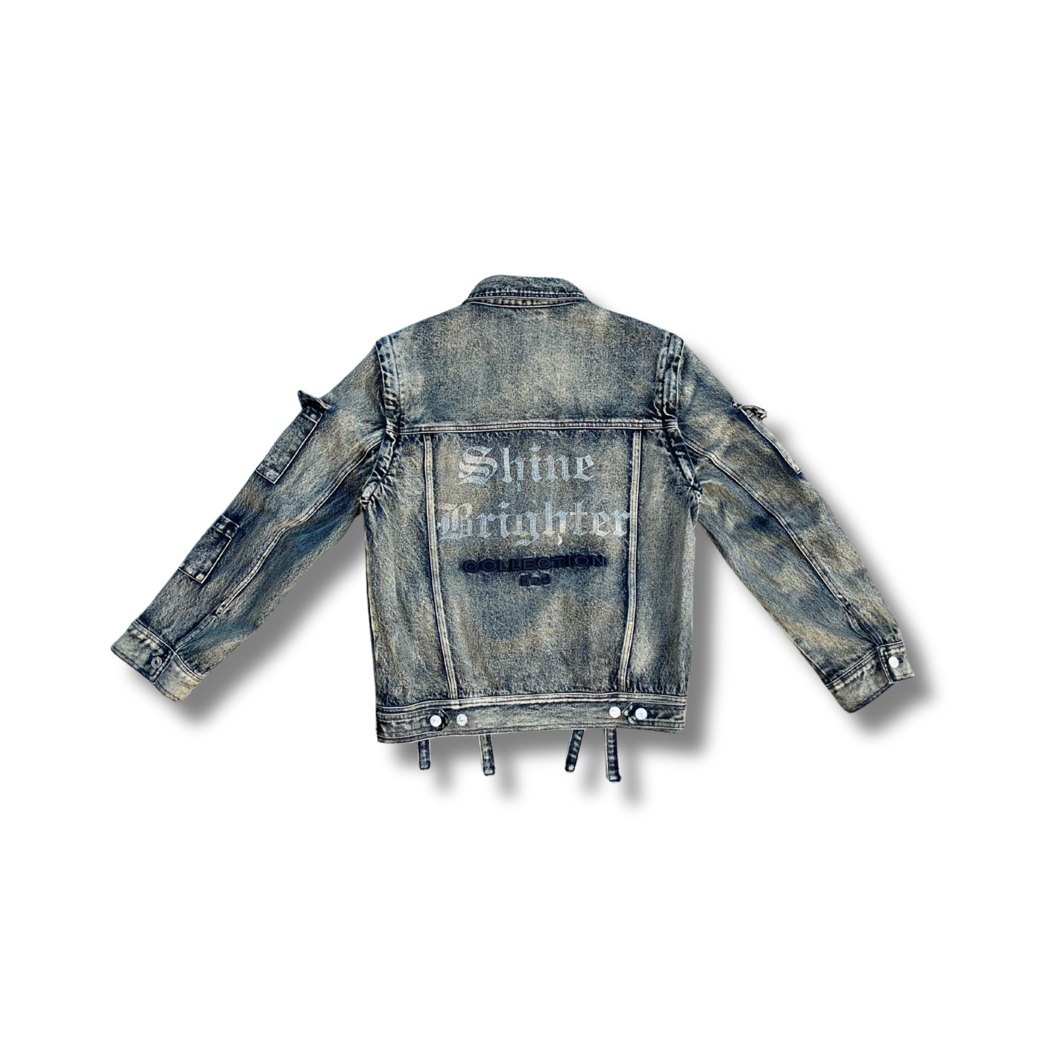 Oversized denim jacket with detachable sleeves